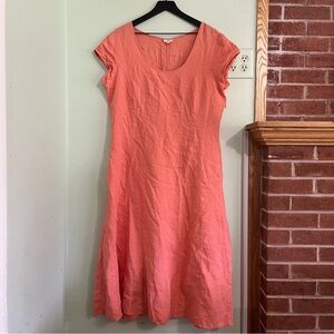 J. Jill Womens Coral Pink 100% Linen A Line Dress 16